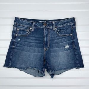 American Eagle Hi-Rise Shortie Shorts Women’s Size 12 Distressed Raw Hem